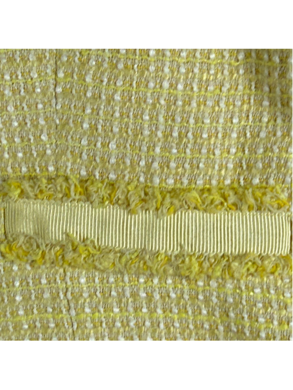 Tahari Arthur S Levine Yellow Tweed Skirt Suit Size 8 Fringe Trim 2 Piece - Picture 4 of 15